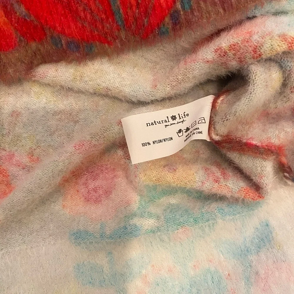 NATURAL LIFE Purple Floral Crewneck Sweater with Pink & Blue Accents - Picture 7 of 7